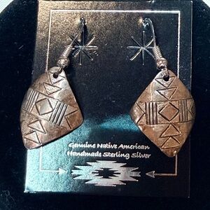 Sterling Silver Native American Geometric Handmade Earrings